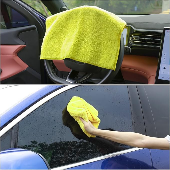 Car Wash Drying Towels, 450gsm Ultra-Thick Absorbent Lint-Free Extra Soft Microfiber Rags for Car Detailing, Interior & Exterior Cleaning Cloths, 16in x 16in - Microfiber, Mixed Colors, 6 Packs