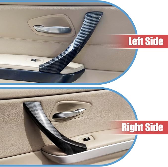 Compatible with BMW 3 Series Door Handle Replacement E90/E91/E92/E93 2004-2011,6PCS Left Right Passenger Interior Door Pull Handle for 318i,320i,323i,325i,328i,330i,335i(Carbon Fiber Pattern)