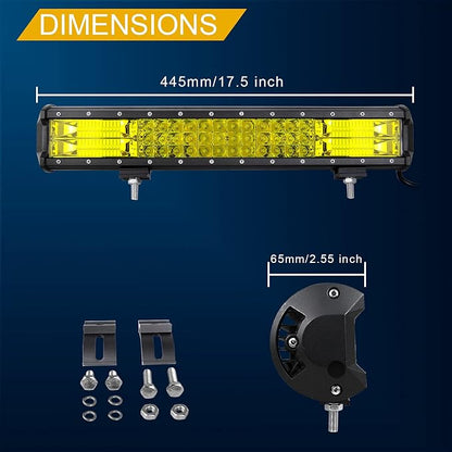 Willpower 18 inch 252W LED Light Bar Amber LED Work Light Spot Flood Beam for Jeep Trucks Tractor 4X4 Boat Off Road Auto Fog Driving Lamp 12V 24V Waterproof IP67