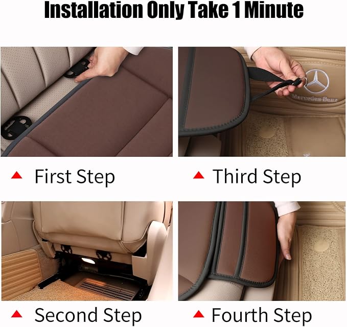 Lofty Aim Premium Car Seat Cushion, Driver Cushion with Comfort Memory Foam & Non-Slip Rubber Bottom, Car Seat Pad Works with 95% of Vehicles and Office Chair or Home (Brown)