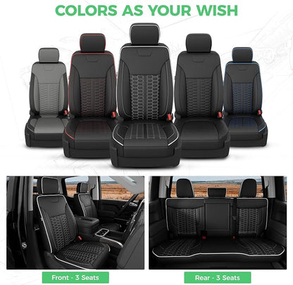 Custom Leather Seat Covers for Silverado/Sierra 1500 2019-2026, 2500HD 3500HD 2020-2026 Crew Cab Full Set with Jump Seat Cover (Armrest Storage Version Only), Truck Accessories