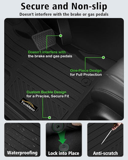 Floor Mats Custom Fit for Jeep Compass 2017-2025 2026 Trunk Mat with Backrest Mat All Weather TPE Rubber Cargo Liner Anti-Slip Full Set for Compass Accessories (Trunk Mat+Backrest Mats+Floor Mats)