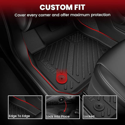 LASFIT Floor Mats & Cargo Mat for Hyundai Sonata 2020-2026 (Only Fit FWD & Gas) / Kia K5 2021-2026 (Only Fit FWD) All Weather TPE Custom Fit Floor Liners for Car Mats Trunk Mats