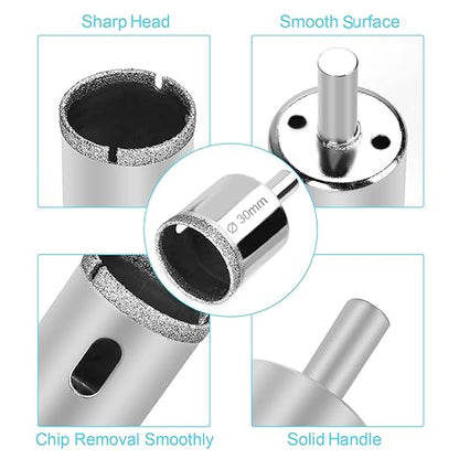 12 Pcs Diamond Drill Bits for Ceramic, Diamond Hole Saw Drill Bit Set Kit, Premium Glass Drill Bit for Bottles, Pots, Marble, Granite Stone, Tile Cutting 0.16 Inch - 1.18 Inch（4 mm - 30 mm） YLYL