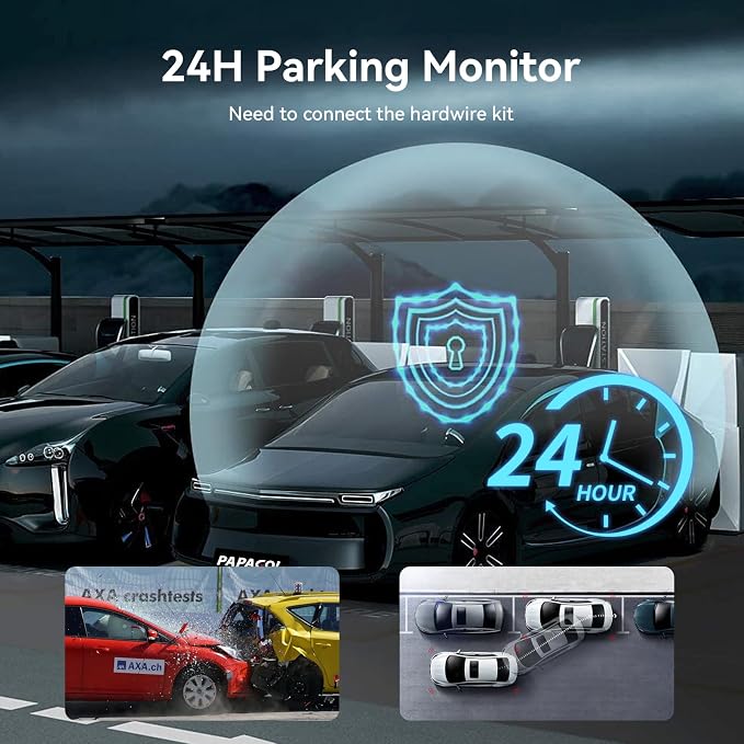 PAPAGO Dash Cam Front Rear, STARVIS Sensor 4K Full HD Dash Camera for Cars，Voice Control，5GHz Wi-Fi, Built-in GPS, Night Vision, WDR, G-Sensor, 64GB Card Included, 24H Parking Mode（G500）