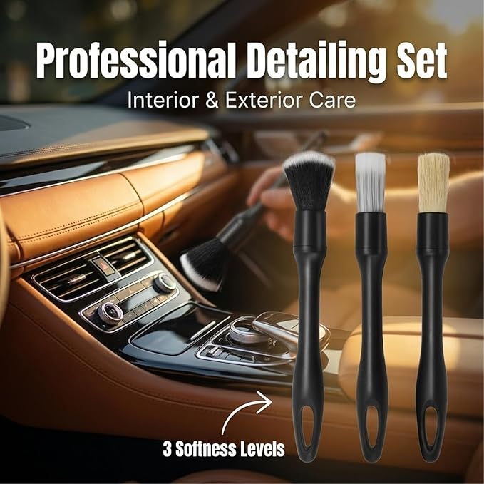8-Piece Car Interior & Exterior Cleaning Kit - 160g Gel (128% More Than 70g), Boars Hair Brushes, Ultra-Soft Detail Brush, Microfiber Cloths, Duster | for Auto/Truck/SUV