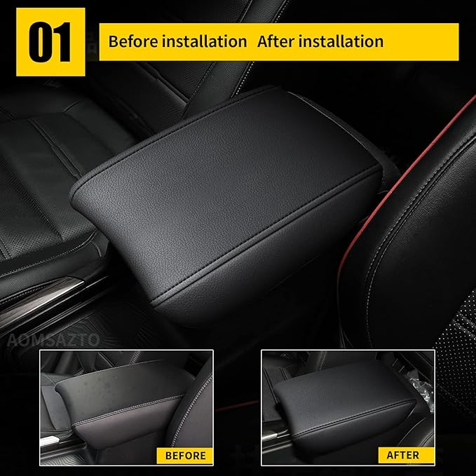 AOMSAZTO Automotive Center Console Cover for CRV Faux Leather Car Armrest Cover Seat Box Protector Custom Fit Compatible for 2017-2022 CRV Black