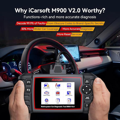 OBD2 Diagnostic Scan Tool for Mercedes Benz/Sprinter, iCarsoft M900 V2.0 Scanner Code Reader for Engine, Transmission, ABS, Airbag Systems, Oil/SAS/EPB/ETC/INJ Reset,Battery Test