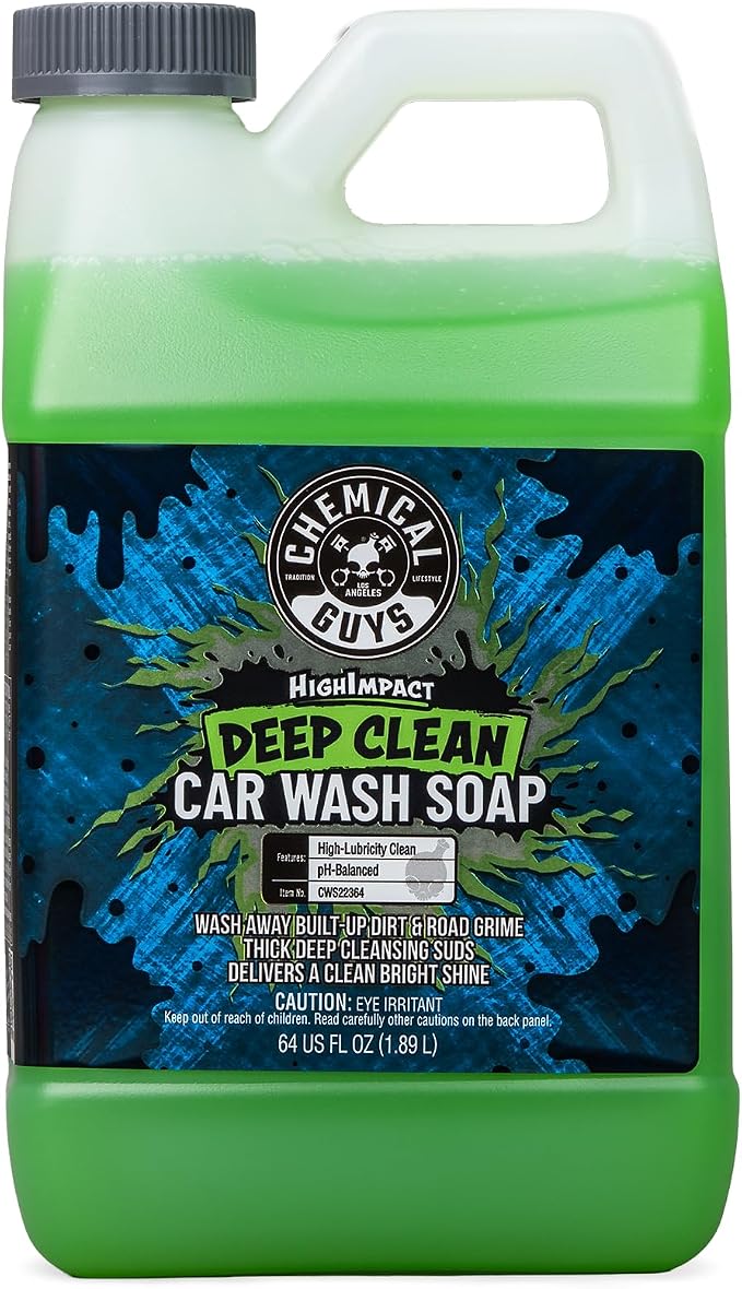 Chemical Guys High Impact Car Wash Soap, Deep Cleaning Vehicle Shampoo With Thick High Lubricity Suds, For Paint, Clear Coat, Wheels, and Exterior Surfaces - 64 Fl Oz