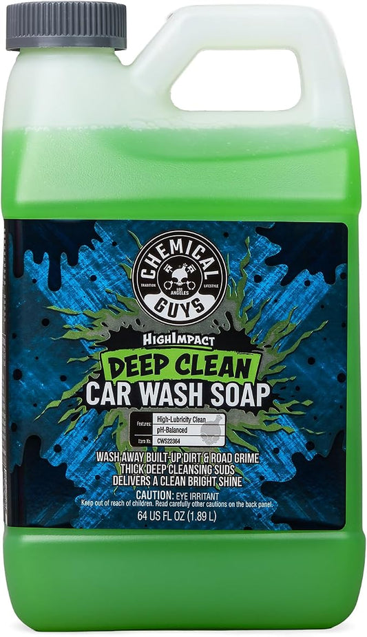 Chemical Guys High Impact Car Wash Soap, Deep Cleaning Vehicle Shampoo With Thick High Lubricity Suds, For Paint, Clear Coat, Wheels, and Exterior Surfaces - 64 Fl Oz