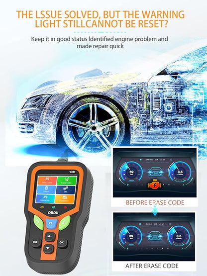 OBD2 Scanner - Car Code Reader Diagnostic Tool for Check Engine Light, Fault Code Reader & Reset, Real-Time Data, Voltage Test, EVAP & I/M Readiness for All OBD II Cars Since 1996 OBD2 V321