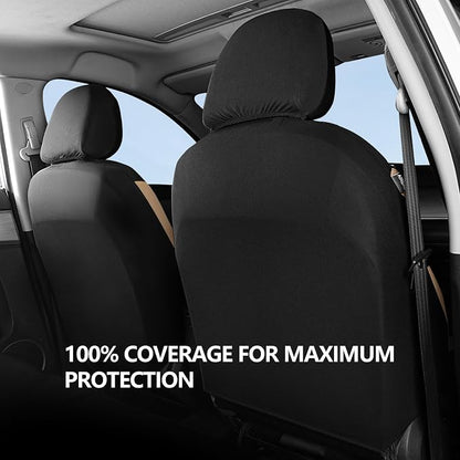 HChengkikz Car Seat Covers Front Seat, Waterproof Neoprene Seat Covers, Airbag Compatible, All Season Protection Universal Fit Most Cars, Trucks, SUVs (Black + Beige)