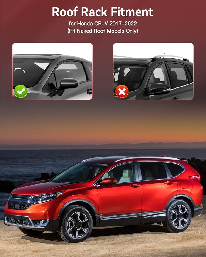 2Pcs Roof Racks Silver 165LBS Side Rails Compatible for Honda CR-V 2017-2022 Luggage Cargo Carrier, Aluminum Cargo Carrier Rooftop Bag Luggage Racks Cross bar