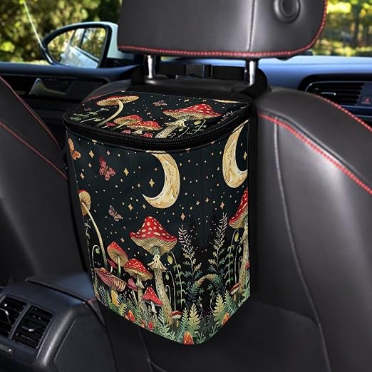 BIGCARJOB Mushroom Car Garbage Can Hanging Cute Trash Bag for Back Seat Auto Interior Storage Bags Car Trash Interior Accessories for Womens