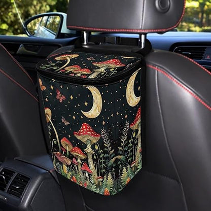 BIGCARJOB Mushroom Car Garbage Can Hanging Cute Trash Bag for Back Seat Auto Interior Storage Bags Car Trash Interior Accessories for Womens
