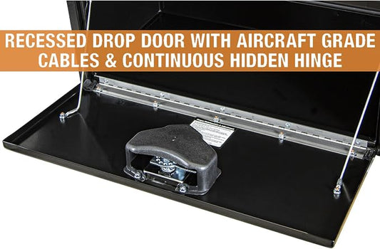 Buyers Products 1703303 Black Steel Underbody Truck Tool Box – 14 x 16 x 30 Inch - Truck Bed & Underbelly RV Storage Box, Locking T-Latch, Weather-Resistant, Heavy-Duty Flatbed Job Box, Made in USA