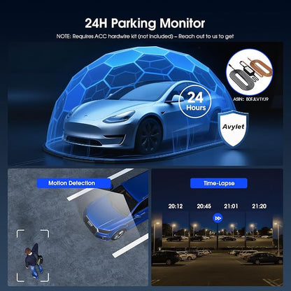 Avylet 4K/2.5K+1080P Dash Cam Front and Rear, 5G WiFi APP Dash Camera for Cars with 64GB Card, ADAS Lane Assist, 2.7”IPS Screen, Parking Mode, External GPS Module, Night Vision, G-Sensor