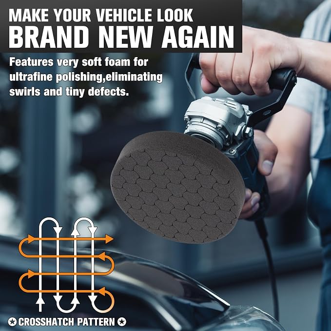 Black Polish Pad, 3Pcs 5.5 Inch Face for 5 Inch Buffing Polishing Pads and Woolen Pads 125mm Backing Plate Compound Buffing Sponge for Car Buffer Polisher Compounding, Polishing and Waxing