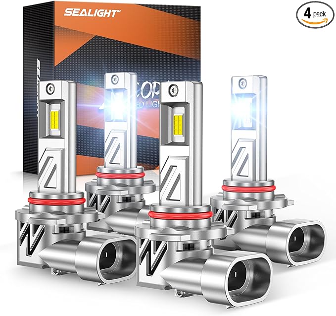 SEALIGHT 𝟗𝟎𝟎𝟓 𝟗𝟎𝟎𝟔 Light Bulbs Combo, 900% 88,000LM HB3/9005 HB4/9006 LED Bulb Super Bright, 1:1 Real Size, 6500K Cool White, 80000Hrs Long Lifespan, 3MIN Plug and Play, Pack of 4