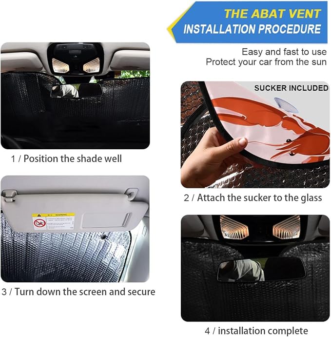 Cars Front Sun Shade Windshield,Foldable Reflective Sun Visor Pink Bows Lobster Pattern Windshield Sunshade Cover,Blocks UV Ray Sun Protect Interior Keep Cool,57" x 31.5 "Inc