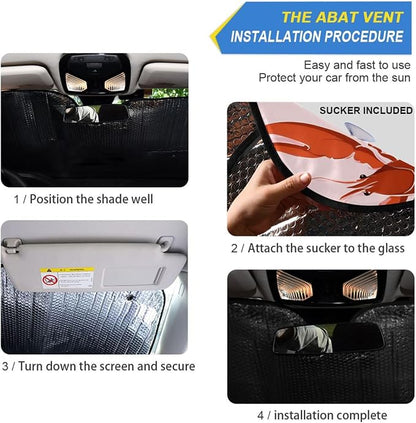 Cars Front Sun Shade Windshield,Foldable Reflective Sun Visor Pink Bows Lobster Pattern Windshield Sunshade Cover,Blocks UV Ray Sun Protect Interior Keep Cool,57" x 31.5 "Inc