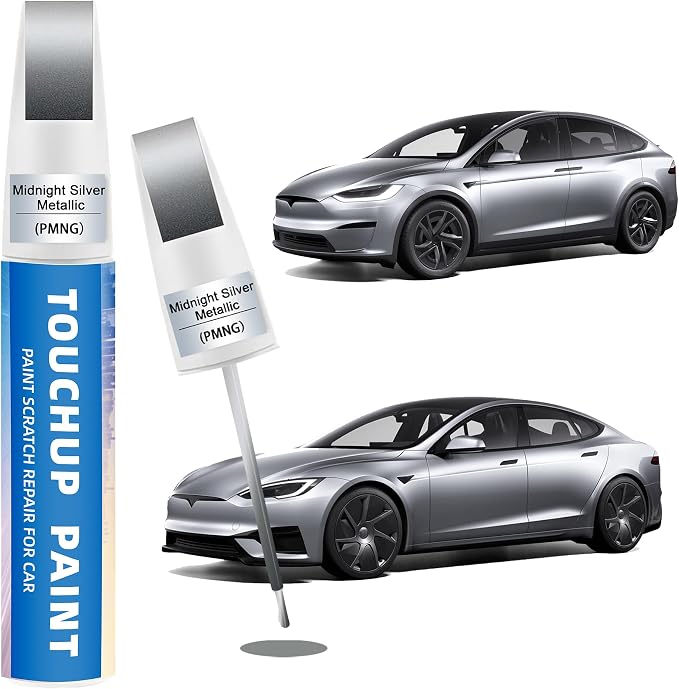 Midnight Silver Metallic(PMNG) Touch Up Paint Compatible with Tesla 2-in-1 Car Scratch Repair Pen for Rock Chips, Door Scratches&Paint Nicks Exact Color Match Quick Dry DIY Fix for Model Y/3/X/S