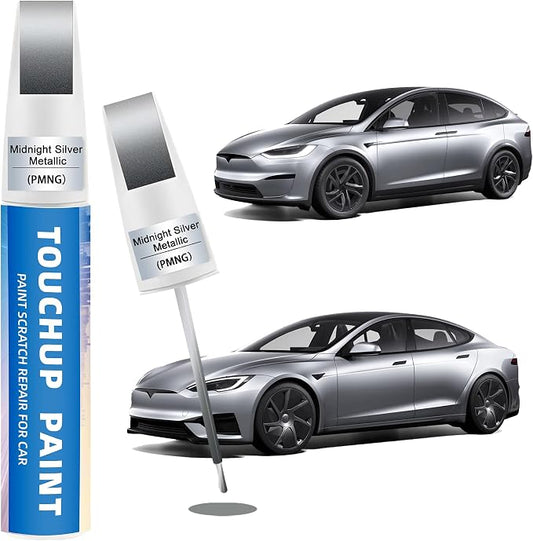 Midnight Silver Metallic(PMNG) Touch Up Paint Compatible with Tesla 2-in-1 Car Scratch Repair Pen for Rock Chips, Door Scratches&Paint Nicks Exact Color Match Quick Dry DIY Fix for Model Y/3/X/S