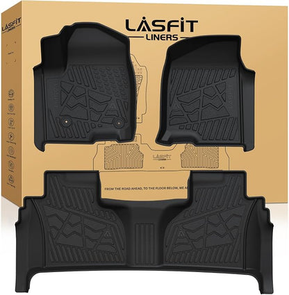 LASFIT Floor Mats 2019-2026 for Chevy Silverado/GMC Sierra 1500, 2020-2026 2500HD 3500HD, Only Double Cab/Bucket Seat (Only Fit with Rear Under-Seat Storage, But Not Fit 2nd Row Plastic Storage)