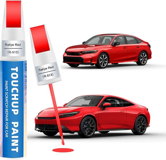 Rallye Red(R-513) Touch Up Paint for Honda 2-in-1 Car Scratch Repair Pen for Rock Chips, Door Scratches & Paint Nicks Exact Color Match Quick Dry DIY Fix for Civic Accord CR-V