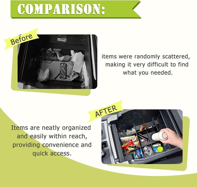HGWEI Center Console Organizer Compatible with Ford F250/F350/F450 (2017-2022) and Expedition (2018-2024) Interior Accessories Armrest Storage Box Insert Tray, Black(Full console w/bucket seats ONLY)