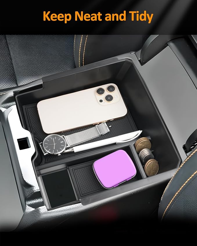CDEFG for 2024 2025 2026 Ford Ranger Center Console Organizer Tray for Ranger Accessories Armrest Storage Box Insert Tray for Ranger XL, XLT, Lariat, Raptor Arm Rest Middle Organizer