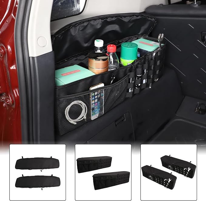 Aunginsy Car Trunk Organizer Compatible with Toyota FJ Cruiser 2007-2021+, 2PCS Left & Right Side Trunk Storage Bags Backseat Hanging Storage Multi-Compartment Oxford Cloth Space Saving Accessories