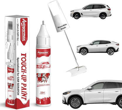 A96 Mineral White Metallic Car Touch Up Paint for BMW, Color Accurate Two-In-One Car Paint Scratch Repair Pen, Professional Scratch Remover for Vehicles Chips and Nicks Scuff