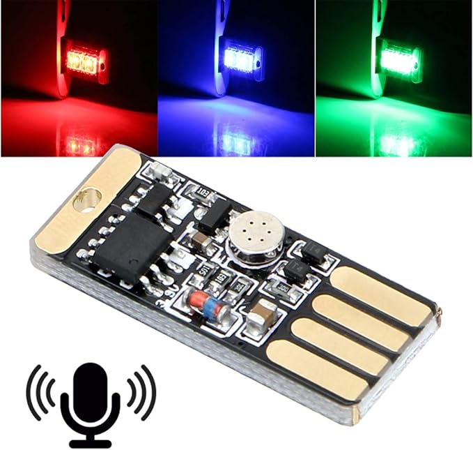 ICBEAMER USB RGB Multi-Color LED Night Light 1-Pack | Control by Music or 1 Touch Color Change, Plug-in Miniature/Nano Car Interior Center Console Ambient Lighting