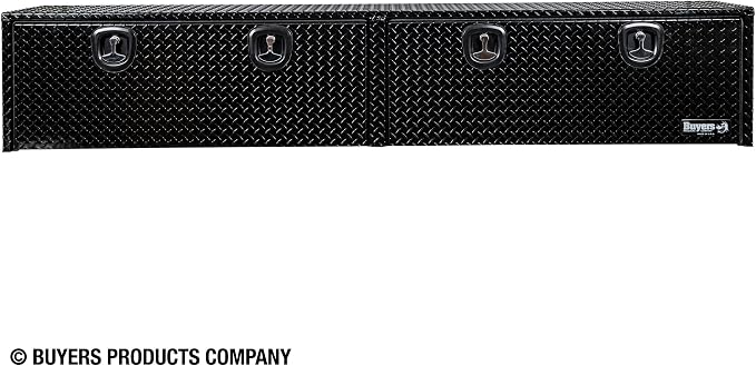 Buyers Products 1721561 Black Aluminum Diamond Tread Topsider Truck Box With Drop Door, 96x13x16 Inch, Weather Resistant, Locking Compression Latch, No Drill Install, Made in USA