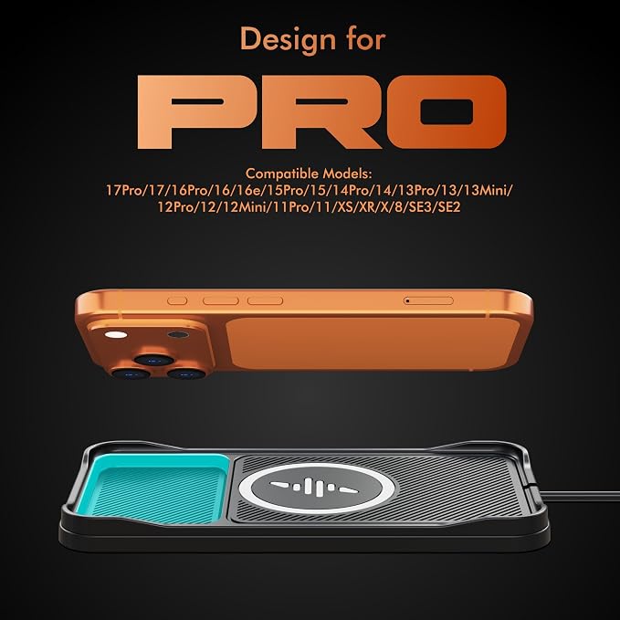 Wireless Car Charger,15w Fast Car Wireless Chargers Charging pad Non Slip Charger for Car Wireless Phone Charger for iPhone 17/16/15/14/13/12 Pro, SE3/SE2/XS/X/XR/8, 100cm Cable