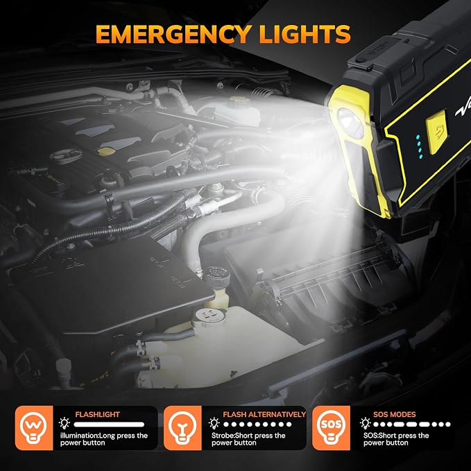 4000A Portable Jump Starter for Car, 12V Jump Box for Engine Max 7.0L Gas/5.5L Diese, Jumper Starter Battery Charger Pack with LED Flashlight & USB Port