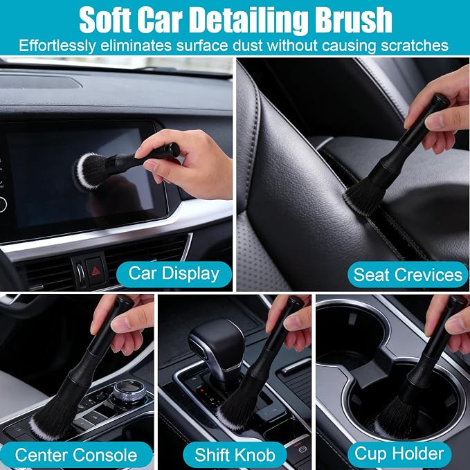 XANGNIER Car Detailing Kit Interior,Car Cleaning Interior Cleaner Brush Kit Tool,Car Care Detail & Clean Supplies Accessories Kits,Suitable for Auto,SUV,Truck,Sedan,Dashboard,Panel,10 Pcs Tools Sets