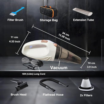Car Vacuum Cleaner, Portable Handheld Mini Vacuum Cleaner W/ 16ft Cord, Bag, & Attachments - Small Vacuum for Car, RV, Boats, Travel