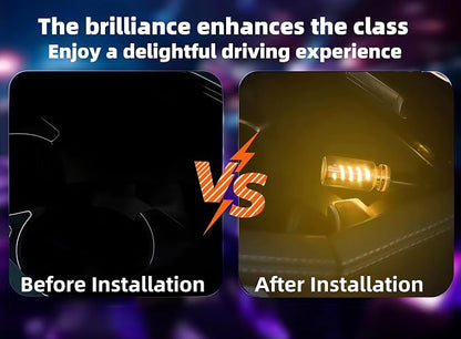 LED Car Interior Light, Touch Control USB Night Lamp, Retro Style Ambient Lighting for Auto, Bedroom, Desk (2PCS Yellow)
