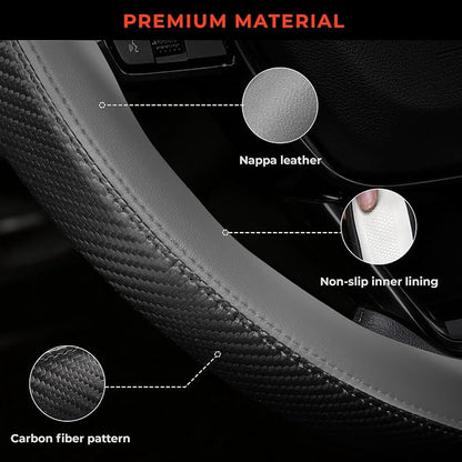 Steering Wheel Cover for Honda CRV Accord Civic HRV Pilot Odyssey, Standard Size 14.5-15" (Gray)