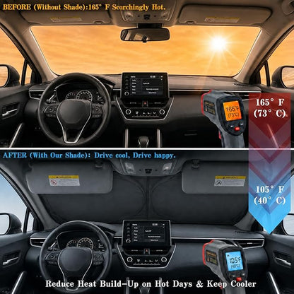 Car Windshield Sun Shade, Red Angry Eyes Car Sun Shade, Windshield Cover Universal Fits Mid-Large Sedan SUV Crossover Family Vehicle, UV Heat Protection - 63 x 31.5