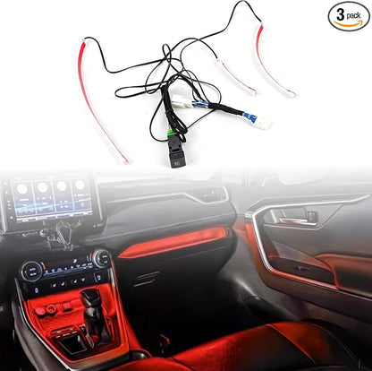 HIGH FLYING 2019-2025 for Toyota RAV4 Center Console Dashboard LED Light Strip with On+Off Switch 3pcs Car Interior Accessories (Red)