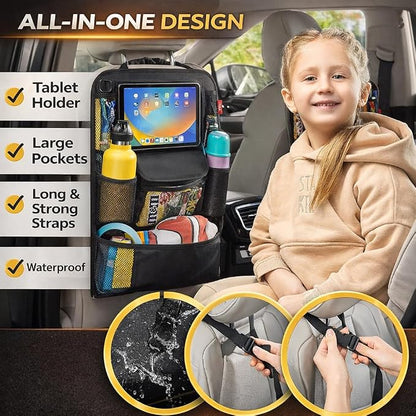 Helteko Car Seat Organizer, Ultra Version Kids Backseat Car Organizers and Storage, Waterproof Back Seat Protector Kick Mats with Tablet Holder 12 in, Car Accessories Interior and Travel Essentials.