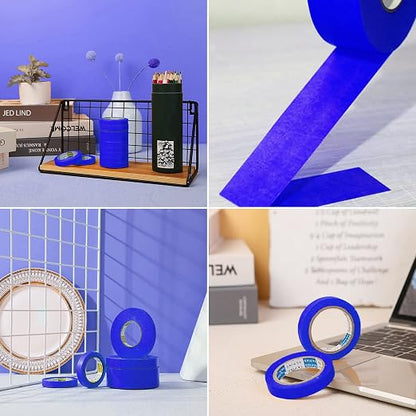 6 Rolls Fine Line Tape 1/16, 1/8, 1/5, 2/5, 1/2, 3/4 Inch x 55 Yard Fineline Masking Tape Painter Adhesive Automotive for DIY Car Auto Paint (Blue, Mixed Sizes)