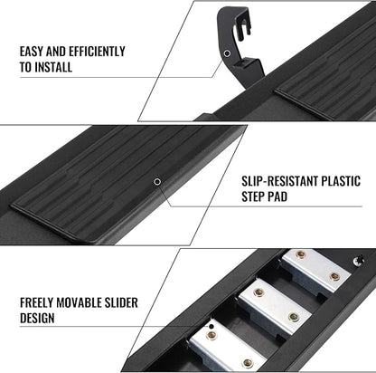 COMNOVA Running Boards Compatible with Vehicle Nissan 2004-2025 Titan Crew Cab, 2016-2025 Titan XD Crew Cab. 6 Inch Carbon Steel Step Bars and Black Side Steps Step Bars.