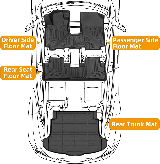 Floor Mats for Honda CRV 2007 2008 2009-2011, 2010 CRV Floor Mats, for Honda CR-V Floor Mat TPE Waterproof Summer Winter Floor Liners, 1st & 2nd Row & Cargo Liner
