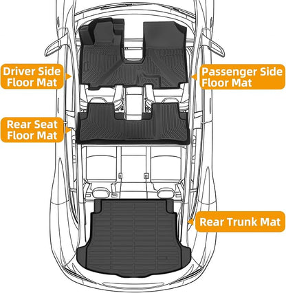 Floor Mats for Honda CRV 2007 2008 2009-2011, 2010 CRV Floor Mats, for Honda CR-V Floor Mat TPE Waterproof Summer Winter Floor Liners, 1st & 2nd Row & Cargo Liner