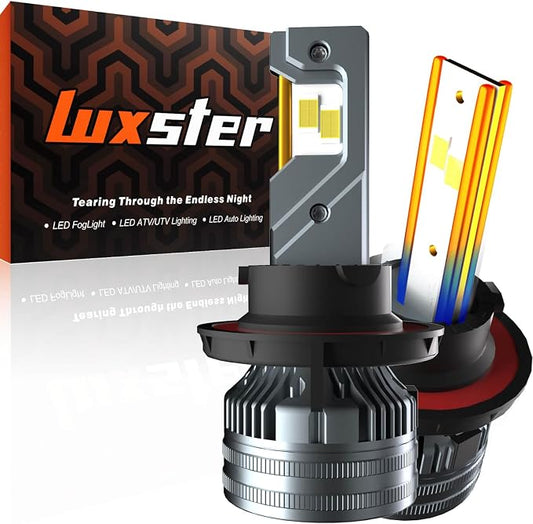 LUXSTER Punisher H13 9008 LED Bulbs, 60000LM Ultra Bright, Triple Copper Pipes Cooling Tech(Unique), Dual Beam, Plug-N-Play Installation, 6000K Pure White Foglight, IP68 Waterproof, Pack of 2