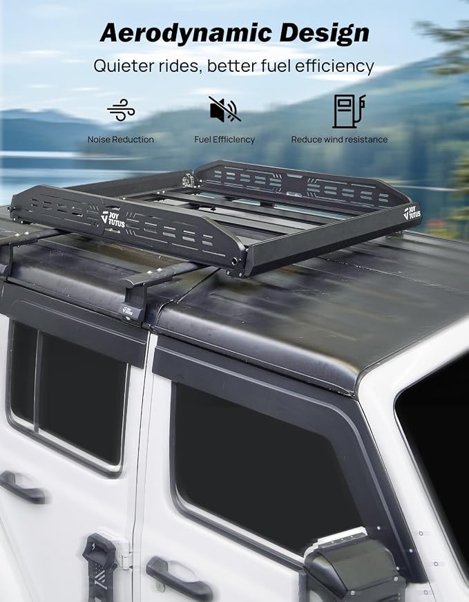 JOYTUTUS Anti-Rust Aluminum Roof Basket 48" X 42" X 6",Collapsible Design,Lightweight Roof Rack Carrier Basket Universal Rooftop,220LBS Load Capacity,for SUV, Truck, Car